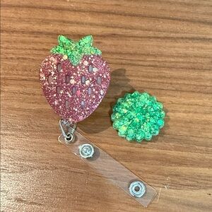 Glittery Strawberry Badge Reel